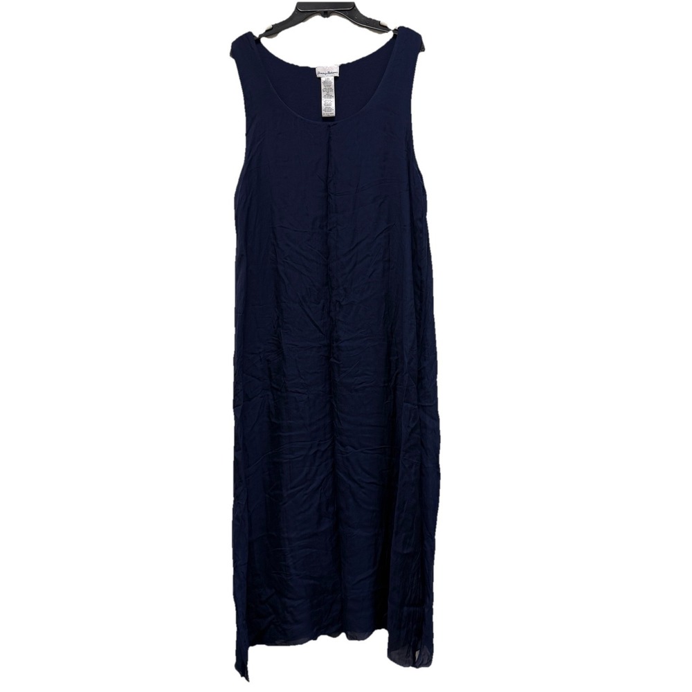 Tommy Bahama Womens Navy Blue Lightweight Sleeveless Maxi Dress Size Large Lined